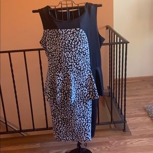 Peplum Black and White Dress